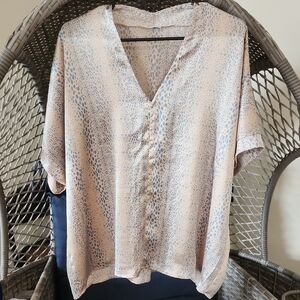 Elegant Cream and Blue Women's Top